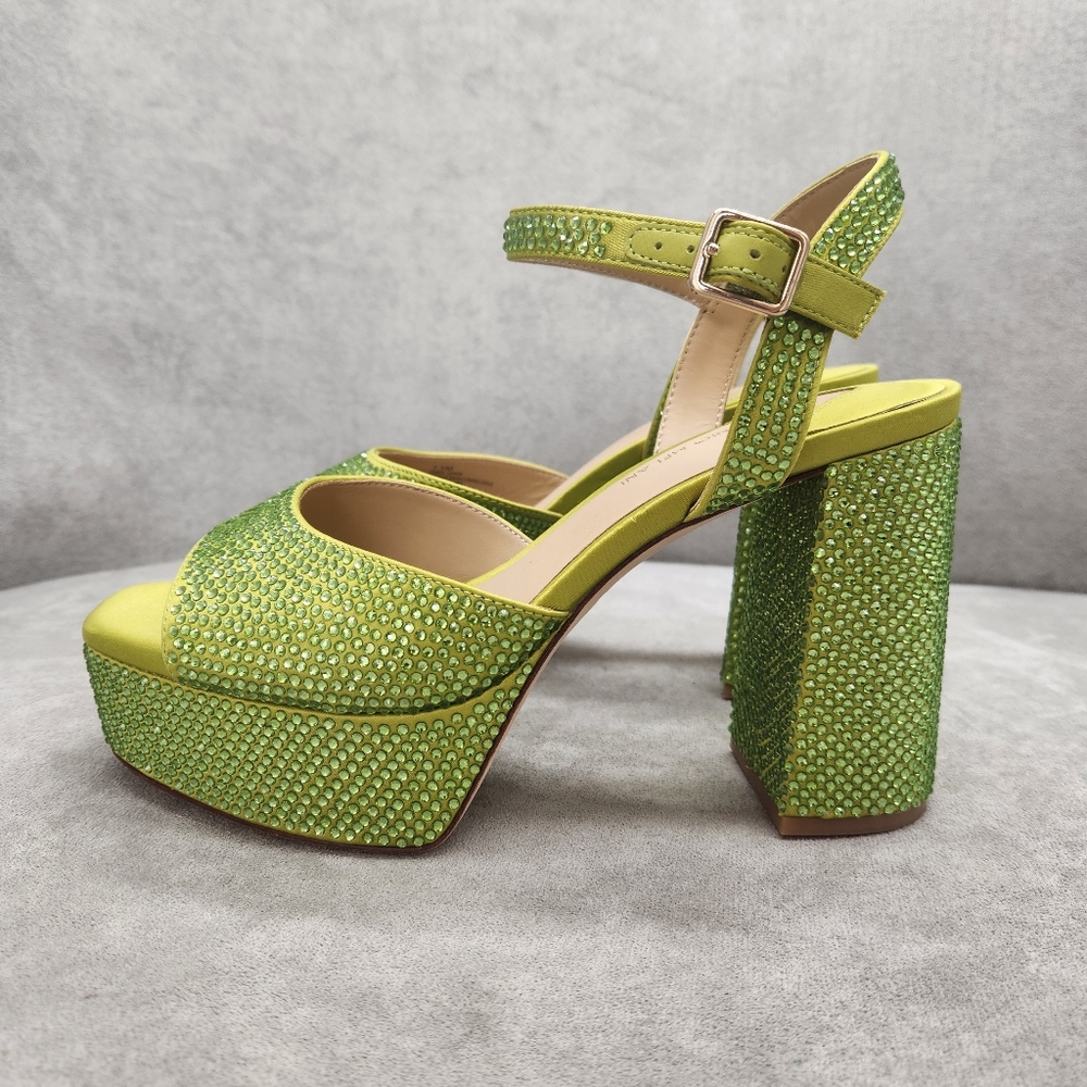 ANTONIO MELANI Lime Green Crystal Platform Sandals